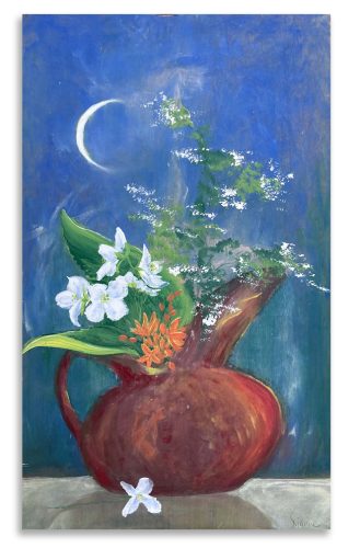 Flowers in Orange Vase